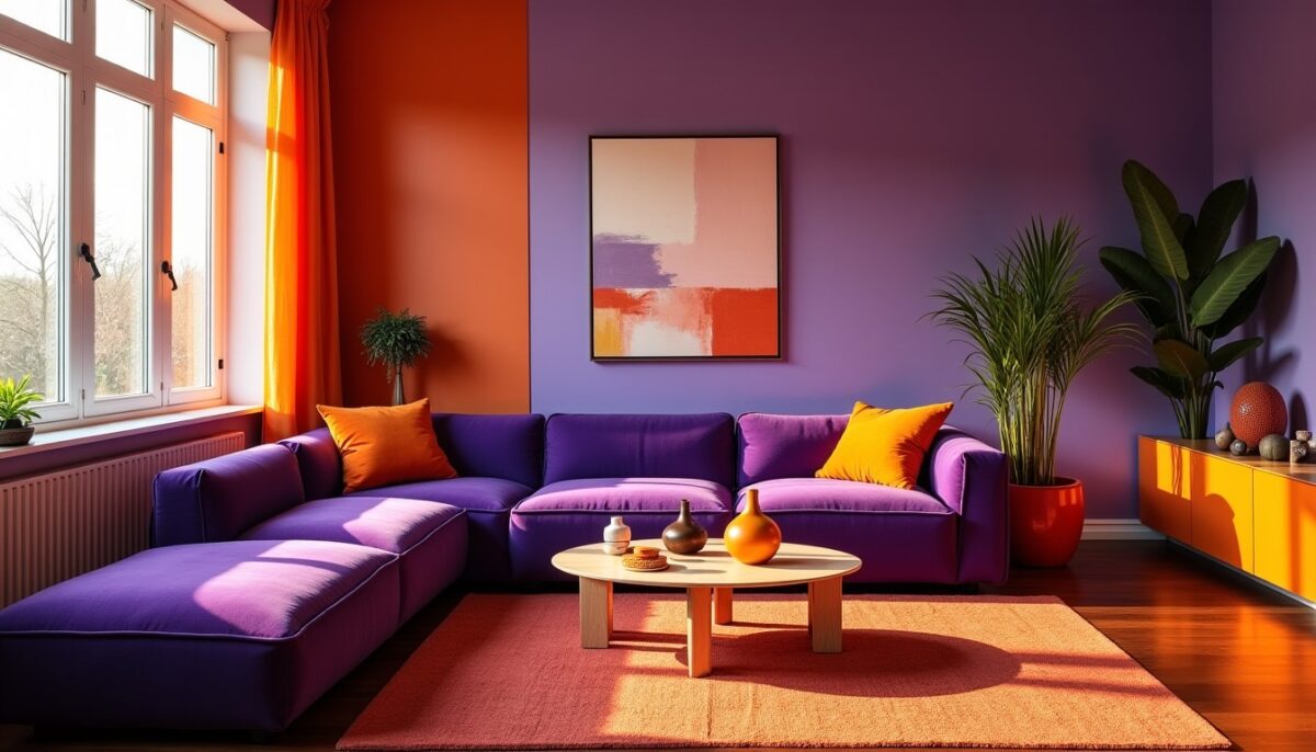 Mariage audacieux du violet et de l'orange : Guide pour une décoration intérieure vibrante et harmonieuse