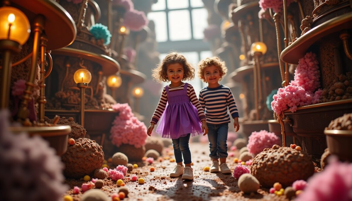 Violet et Charlie à la chocolaterie : un décor enchanté débordant d'imagination